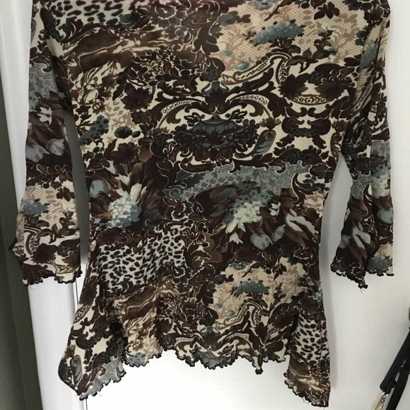 Floral animal print ruched mesh top - Picture 2 of 2